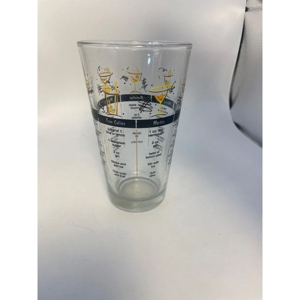 Vintage 90s Libbey Barware Cocktail Recipe Tumbler Mixed Drink Glass Man Cave VG